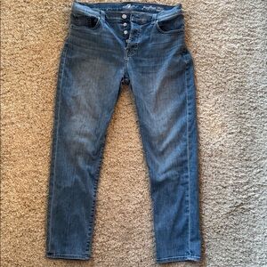 7 For All Mankind womens Light Blue crop Button-Fly Jeans